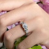 Vintage Marquise Blue Diamond Accent Engagement Ring