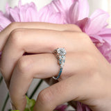 Vintage Marquise Blue Diamond Accent Engagement Ring