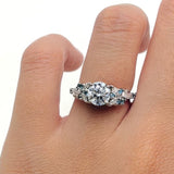 Vintage Marquise Blue Diamond Accent Engagement Ring