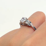 Vintage Marquise Blue Diamond Accent Engagement Ring