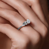 Vintage Marquise Blue Diamond Accent Engagement Ring