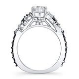 Marquise Vintage Moissanite Ring With Black Diamonds
