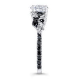 Marquise Vintage Moissanite Ring With Black Diamonds