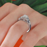 Vintage Lab Diamond Marquise Ring With Blue Sapphires