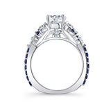 Vintage Lab Diamond Marquise Ring With Blue Sapphires