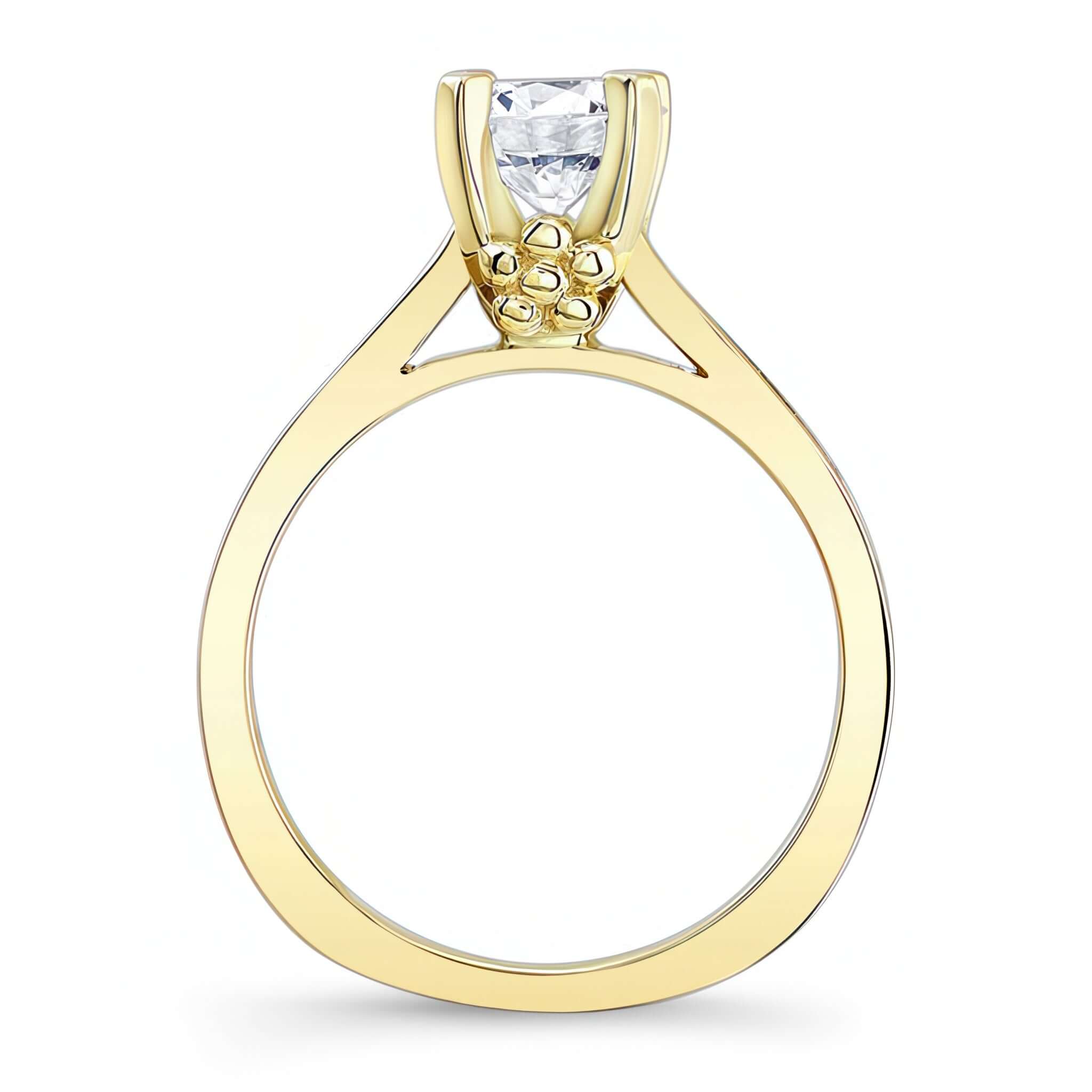 Channel Set Diamond Ring featuring a prong set round center and elegant design.