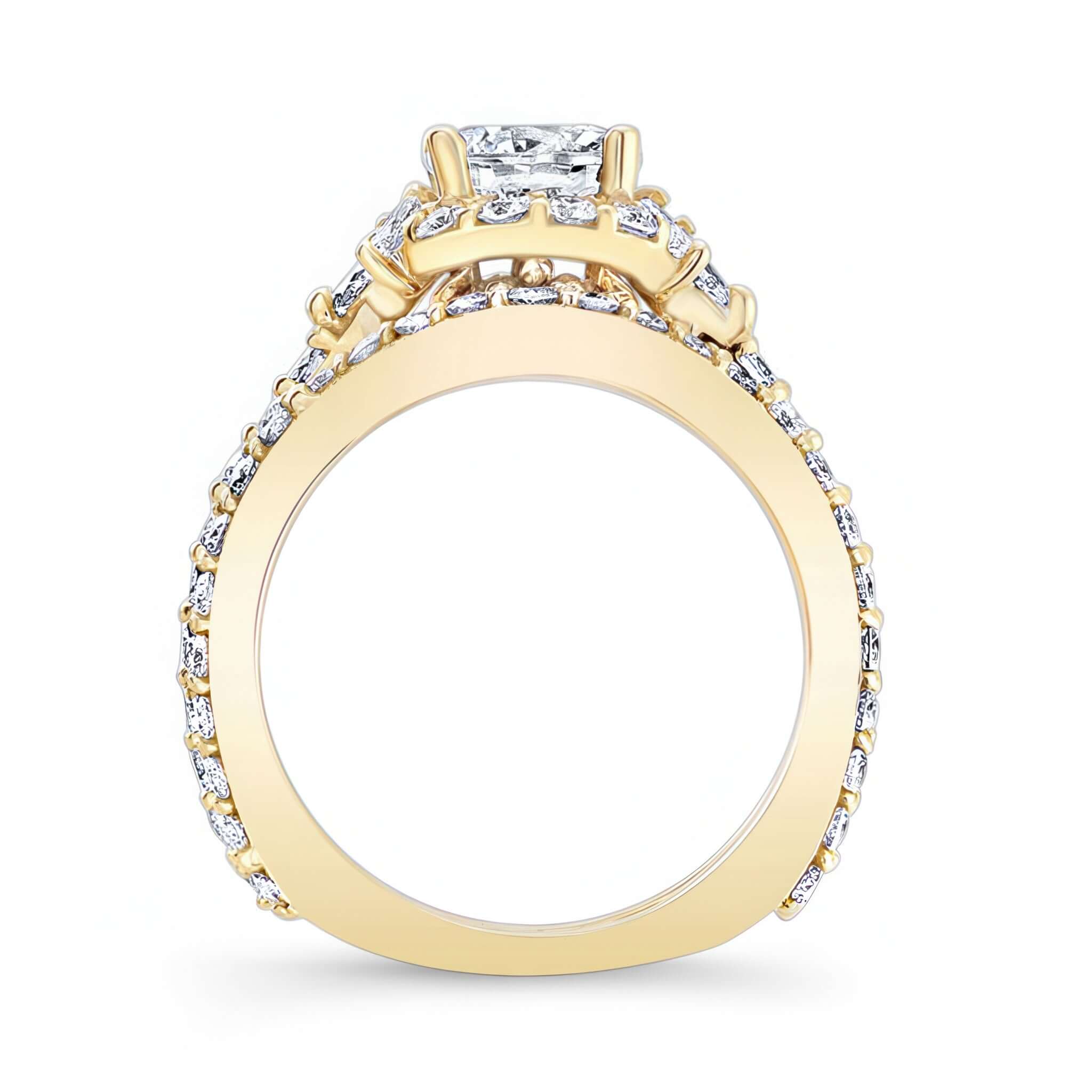 Unique Halo Moissanite Bridal Set