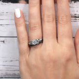 Vintage Marquise Black Diamond Accent Bridal Set
