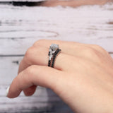 Vintage Marquise Black Diamond Accent Bridal Set