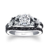 Vintage Marquise Black Diamond Accent Bridal Set