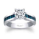 Round And Princess Cut Blue Diamond Accent Ring