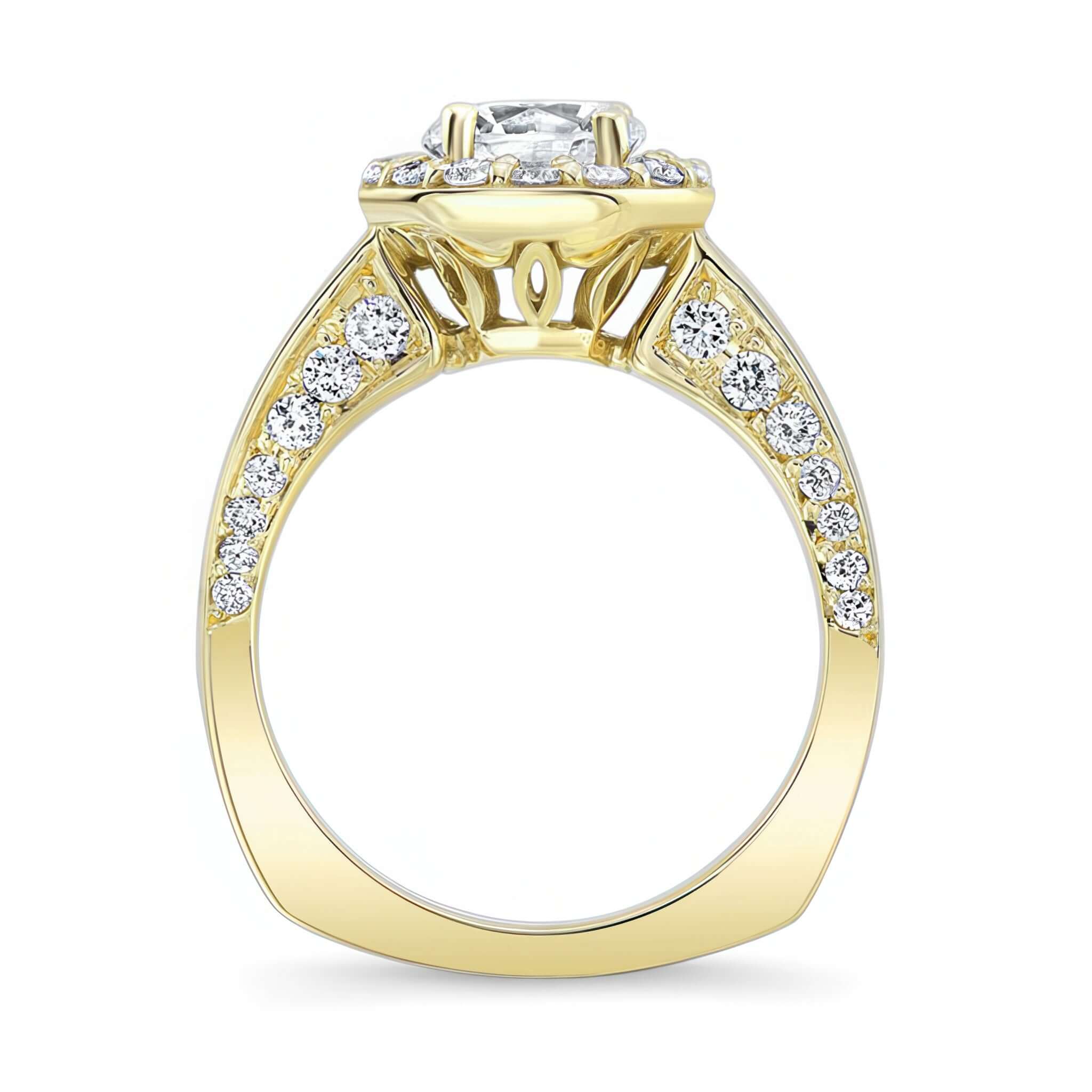 Round Cut Halo Moissanite Ring