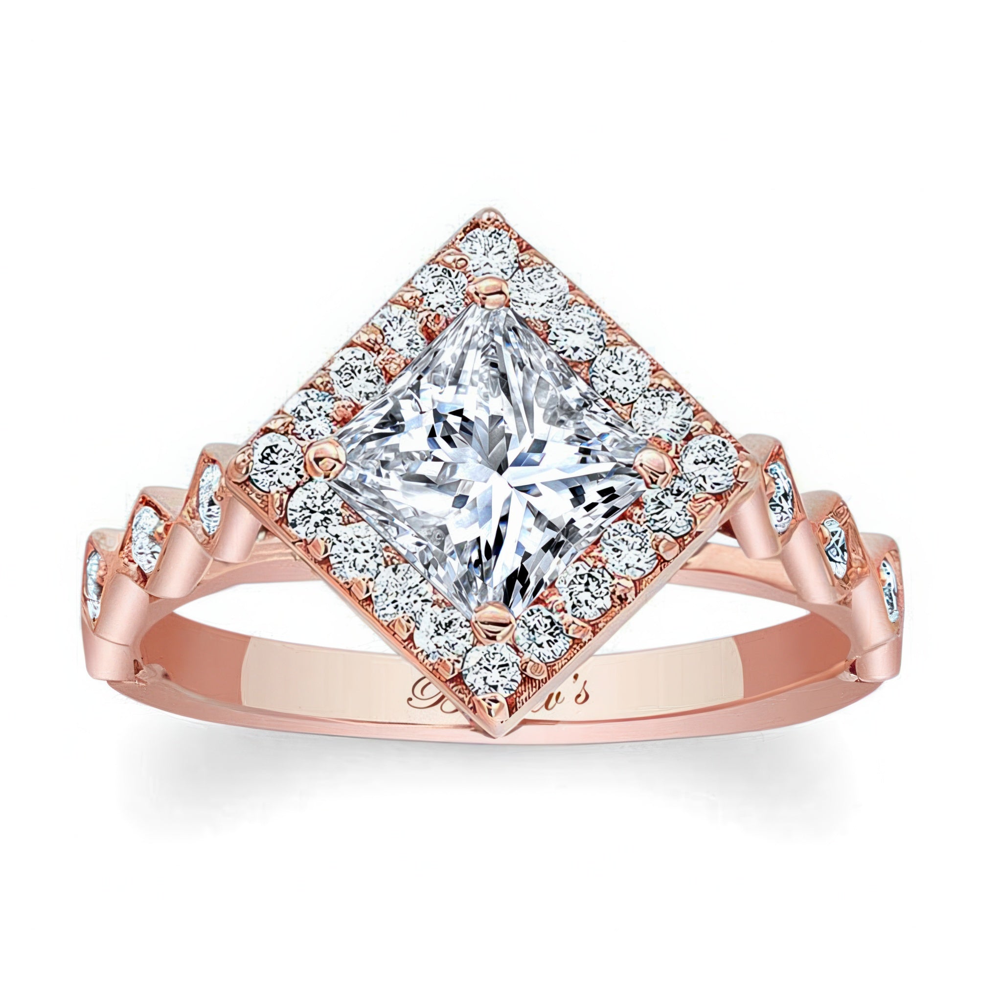 Vintage Princess Cut Halo Ring
