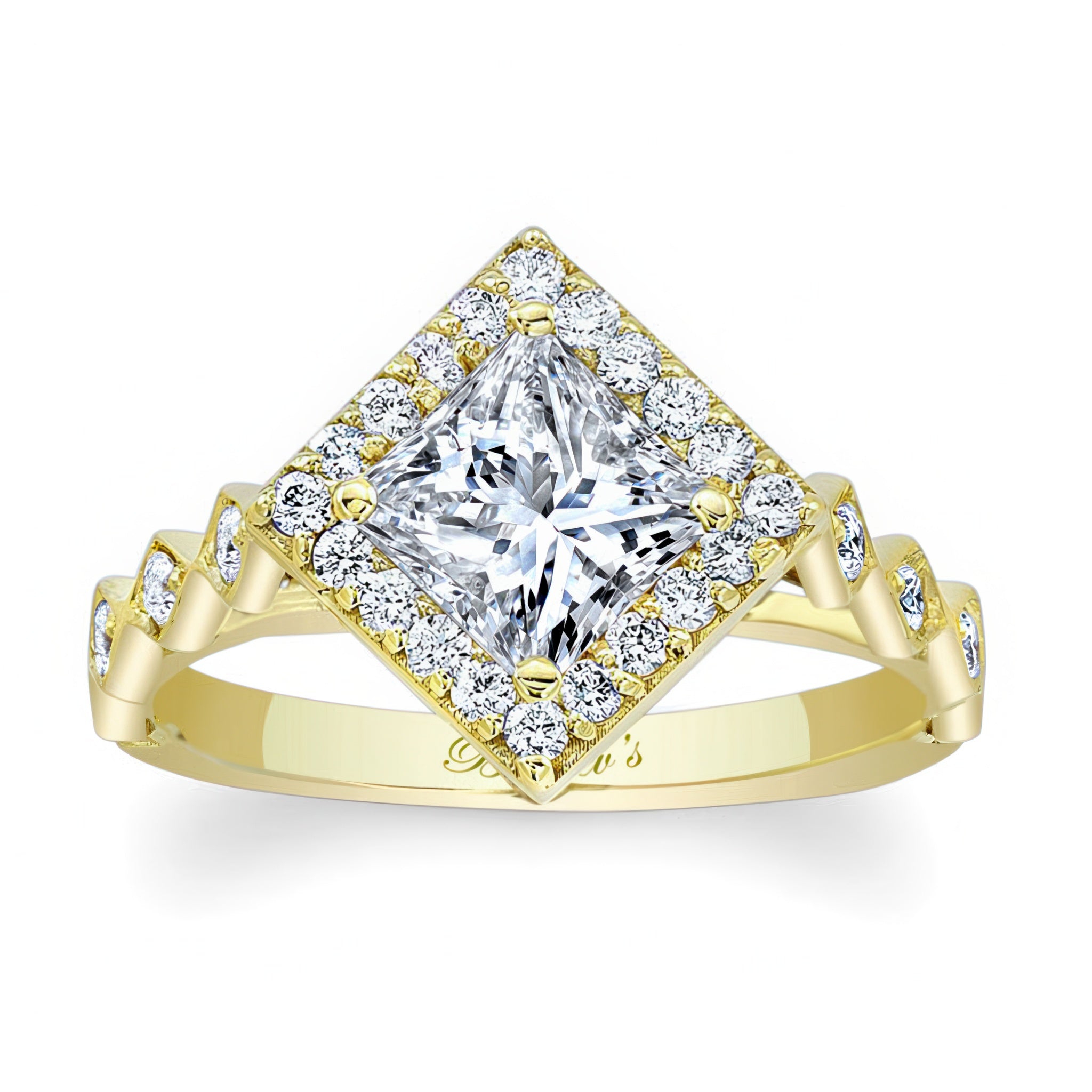 Vintage Princess Cut Halo Ring