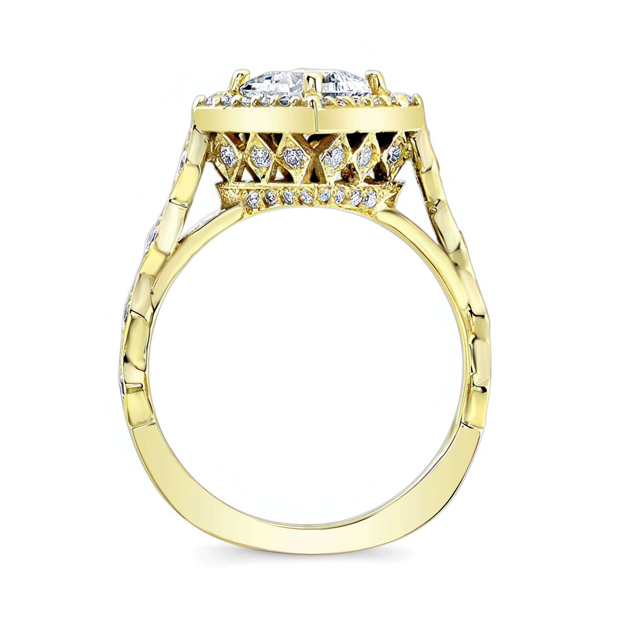 Vintage Princess Cut Moissanite Halo Ring