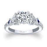 Marquise And Round Lab Diamond Ring With Blue Sapphires