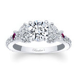 Marquise And Round Pink Sapphire Accent Engagement Ring