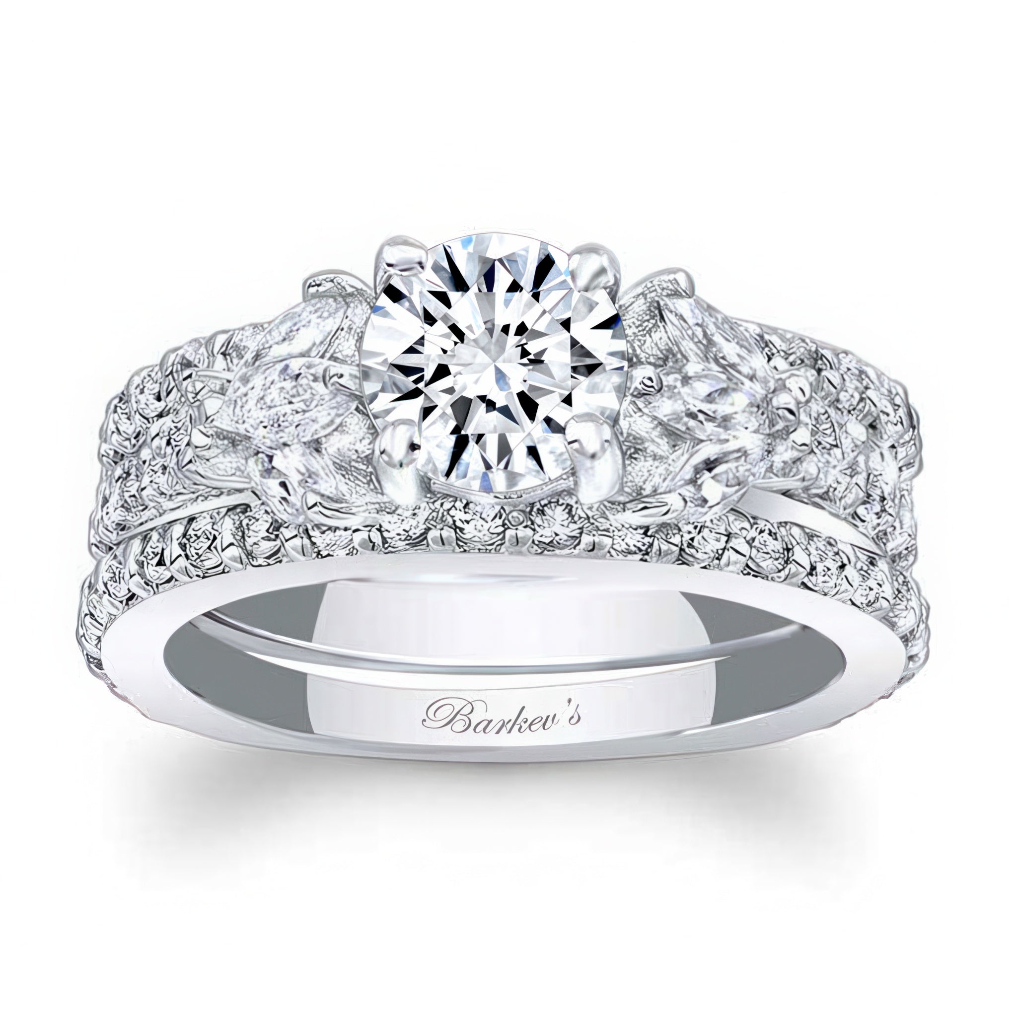 Marquise And Round Diamond Ring Set With 2 Bands | Barkev's
