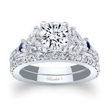 Marquise And Round Blue Sapphire Accent Ring Set