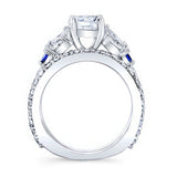 Marquise And Round Blue Sapphire Accent Ring Set