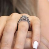 2 Carat Halo Black Diamond Accent Ring