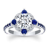 2 Carat Moissanite Halo Sapphire And Diamond Ring