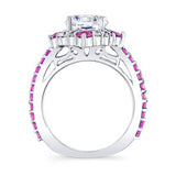 2 Carat Moissanite Halo Pink Sapphire And Diamond Ring