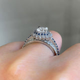 Moissanite Blue Sapphire Accent Sunflower Bridal Set