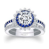Moissanite Blue Sapphire Accent Sunflower Bridal Set