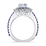 Moissanite Blue Sapphire Accent Sunflower Bridal Set