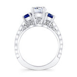 Vintage 3 Stone Blue Sapphire Accent Ring