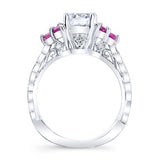 Vintage Cluster Pink Sapphire Accent Moissanite Ring