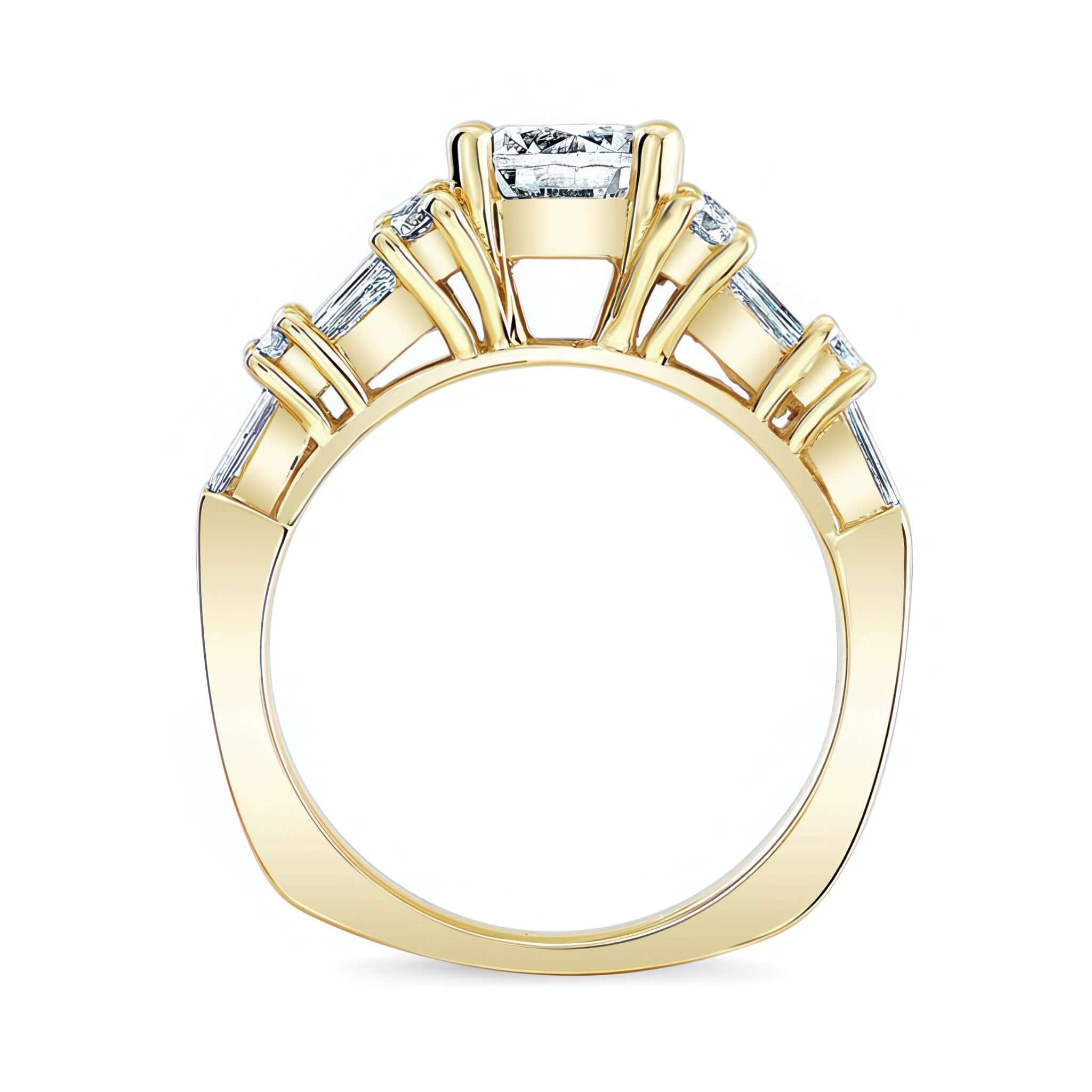 Baguette And Round Moissanite Ring