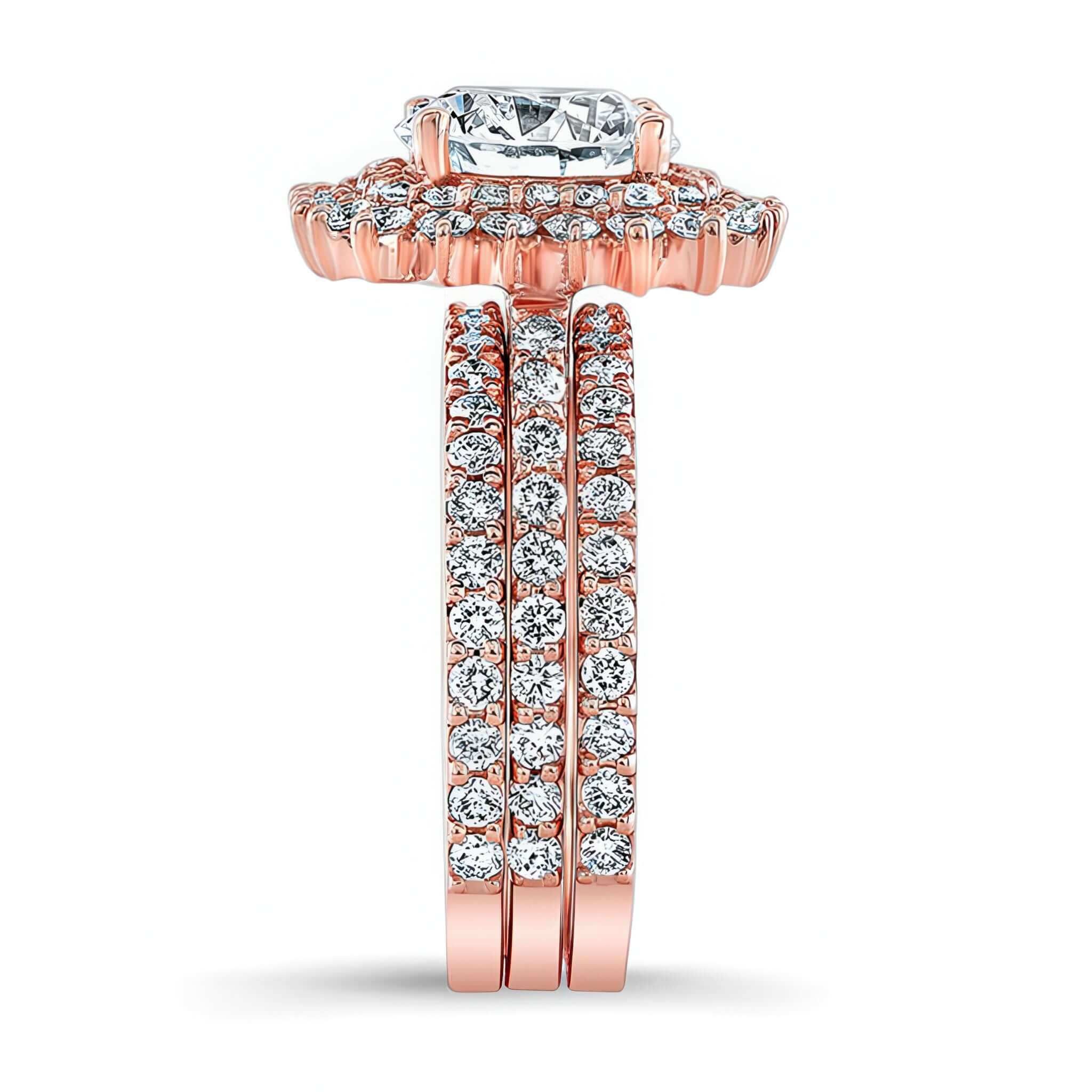 3 Carat Engagement Ring Set With 2 Bands