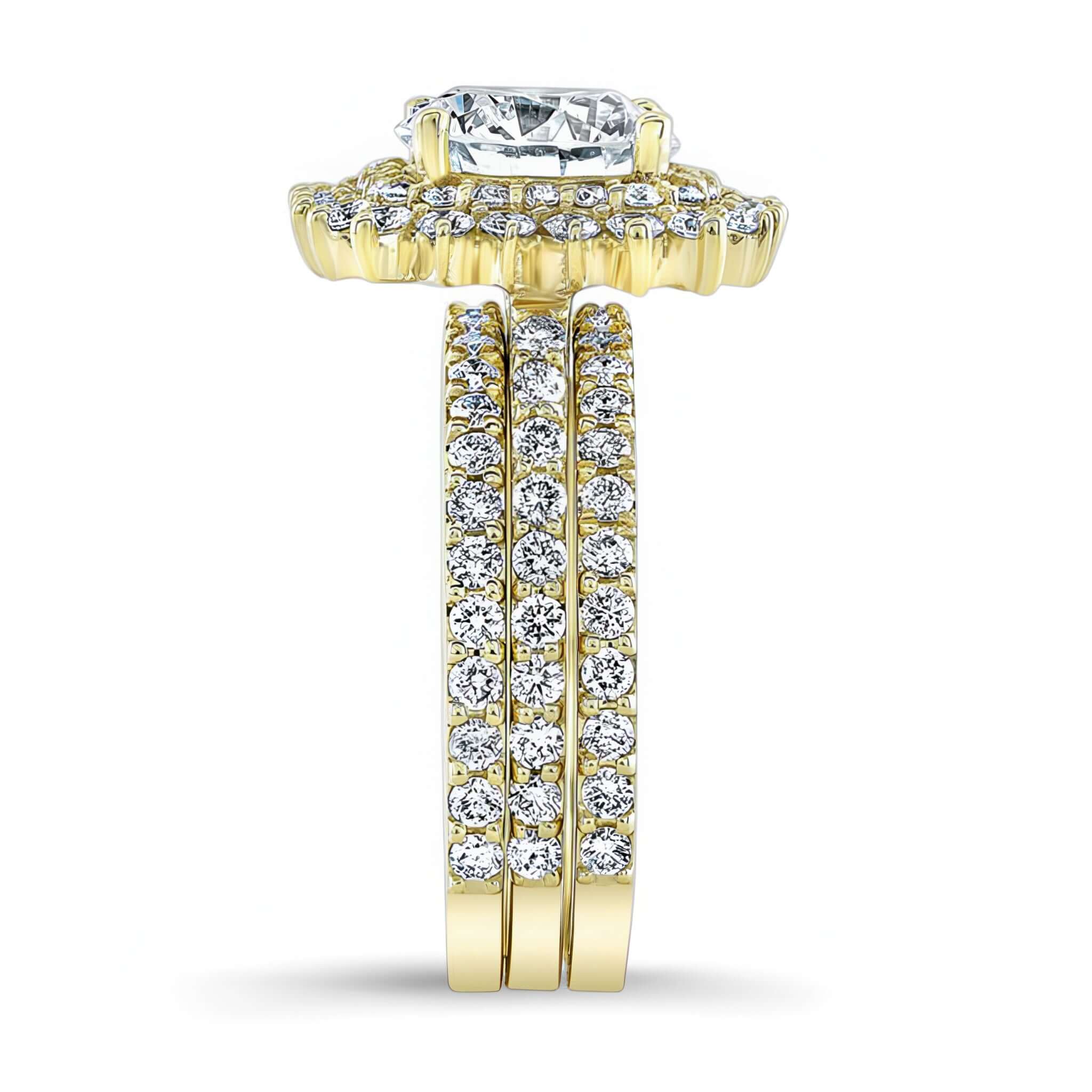 3 Carat Moissanite Engagement Ring Set With 2 Bands