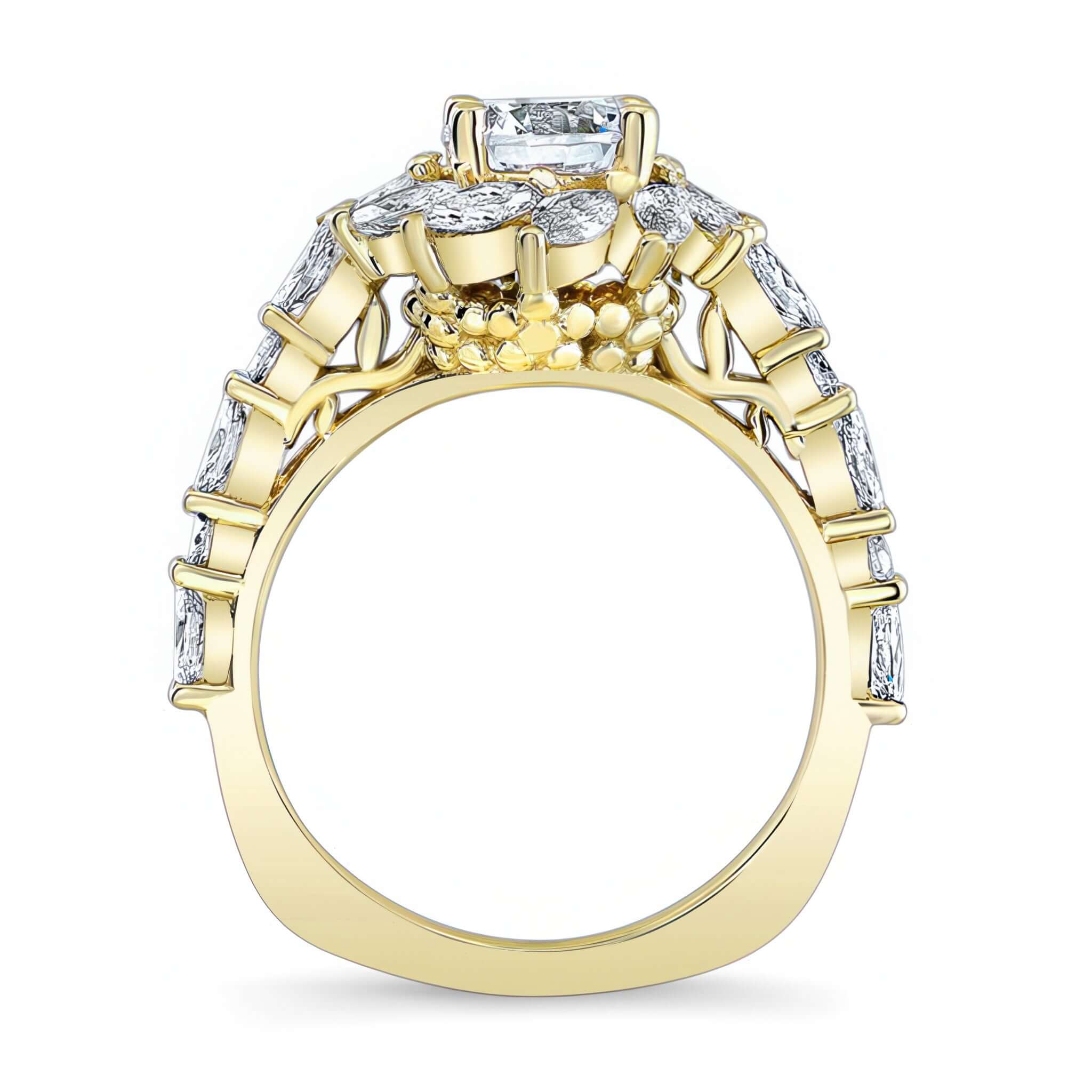 Moissanite Sunflower Engagement Ring