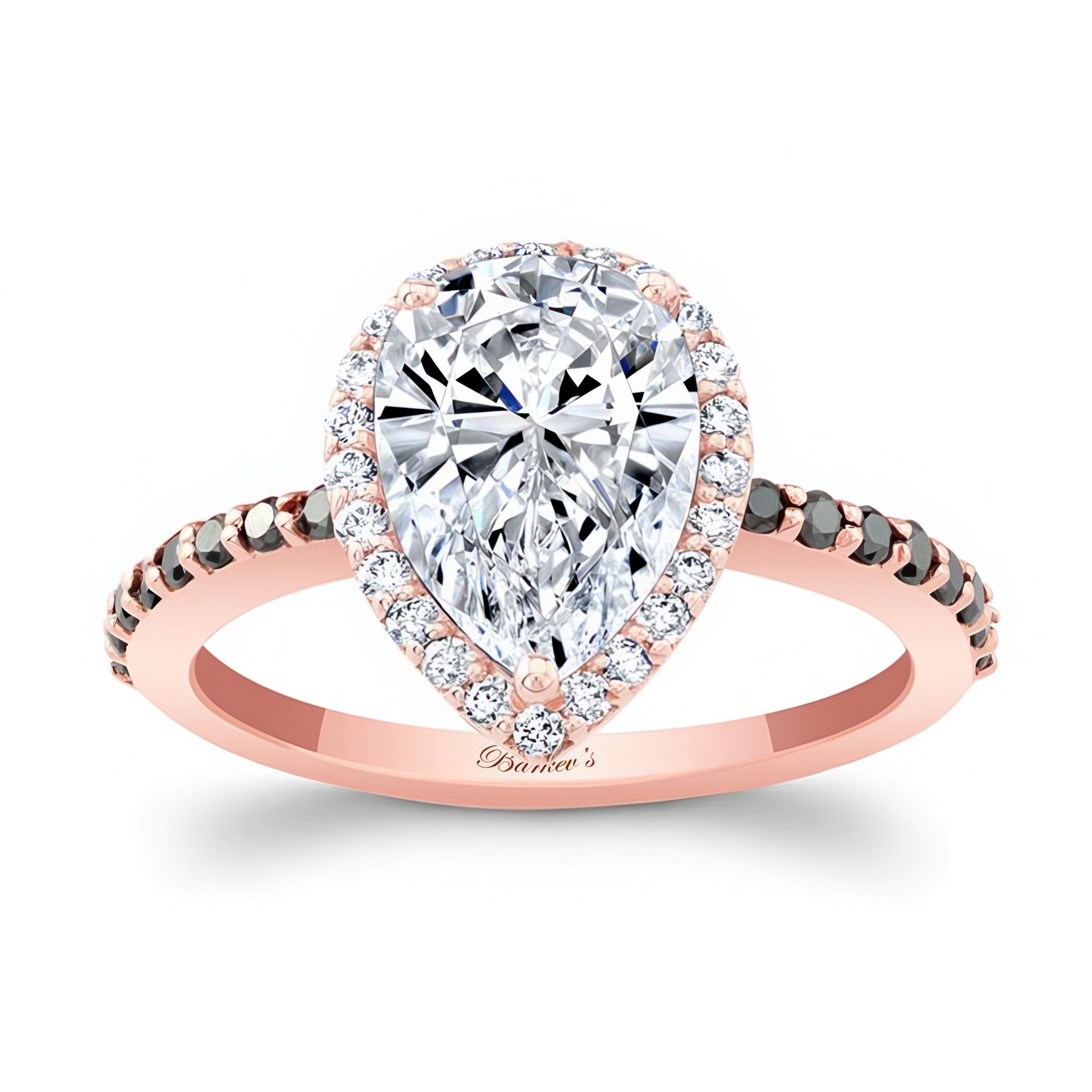 Pear Shaped Moissanite Black Diamond Accent Ring