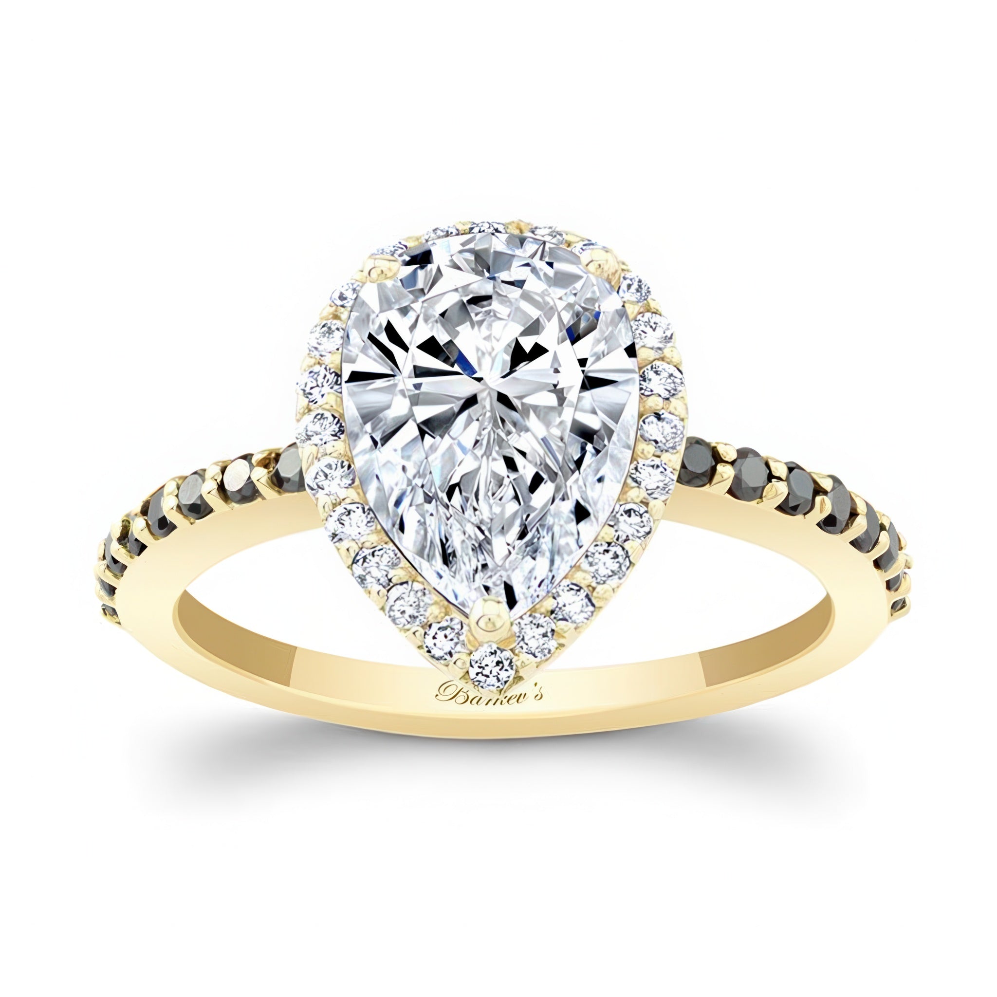 Pear Shaped Moissanite Black Diamond Accent Ring