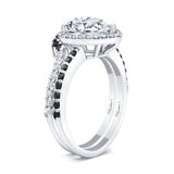 Pear Shaped Black Diamond Accent Wedding Set