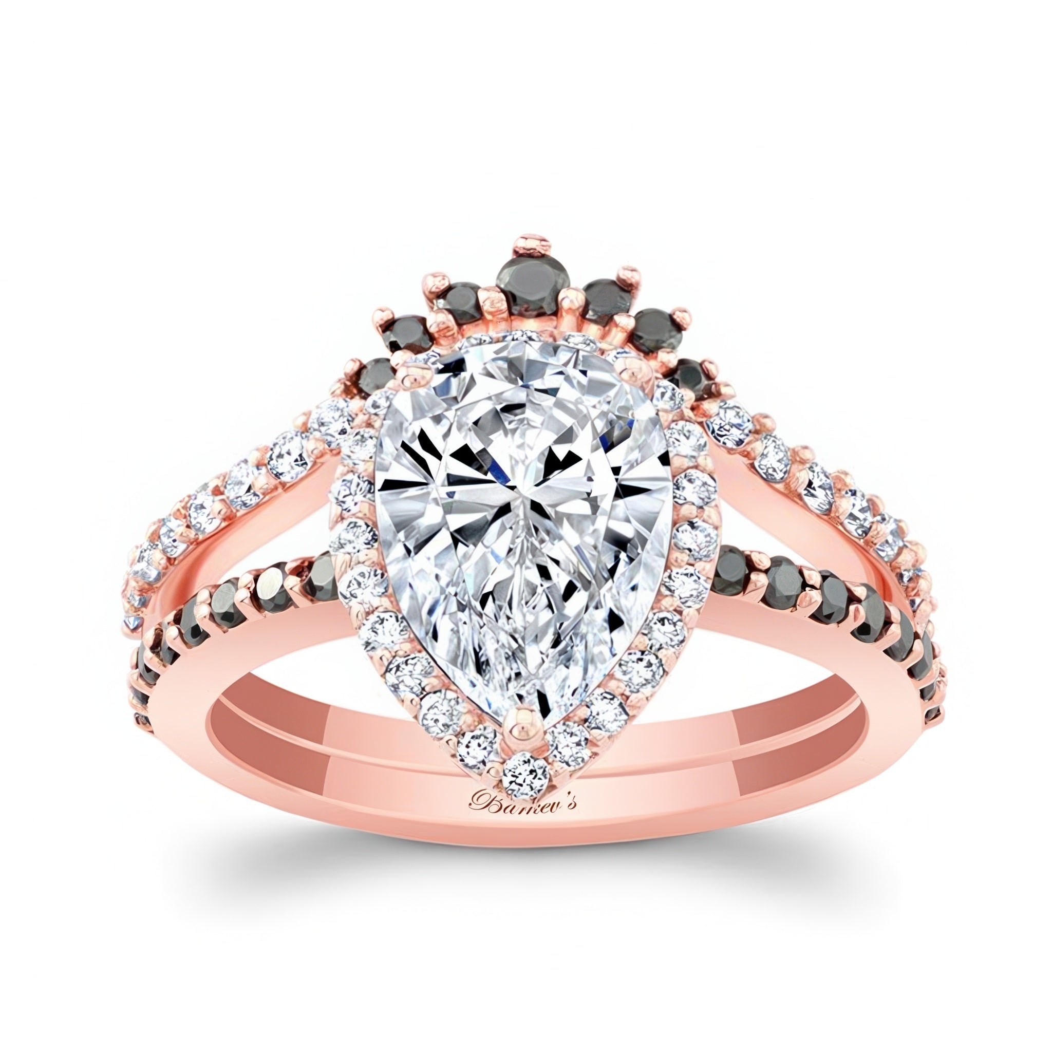 Pear Shaped Moissanite Black Diamond Accent Wedding Set