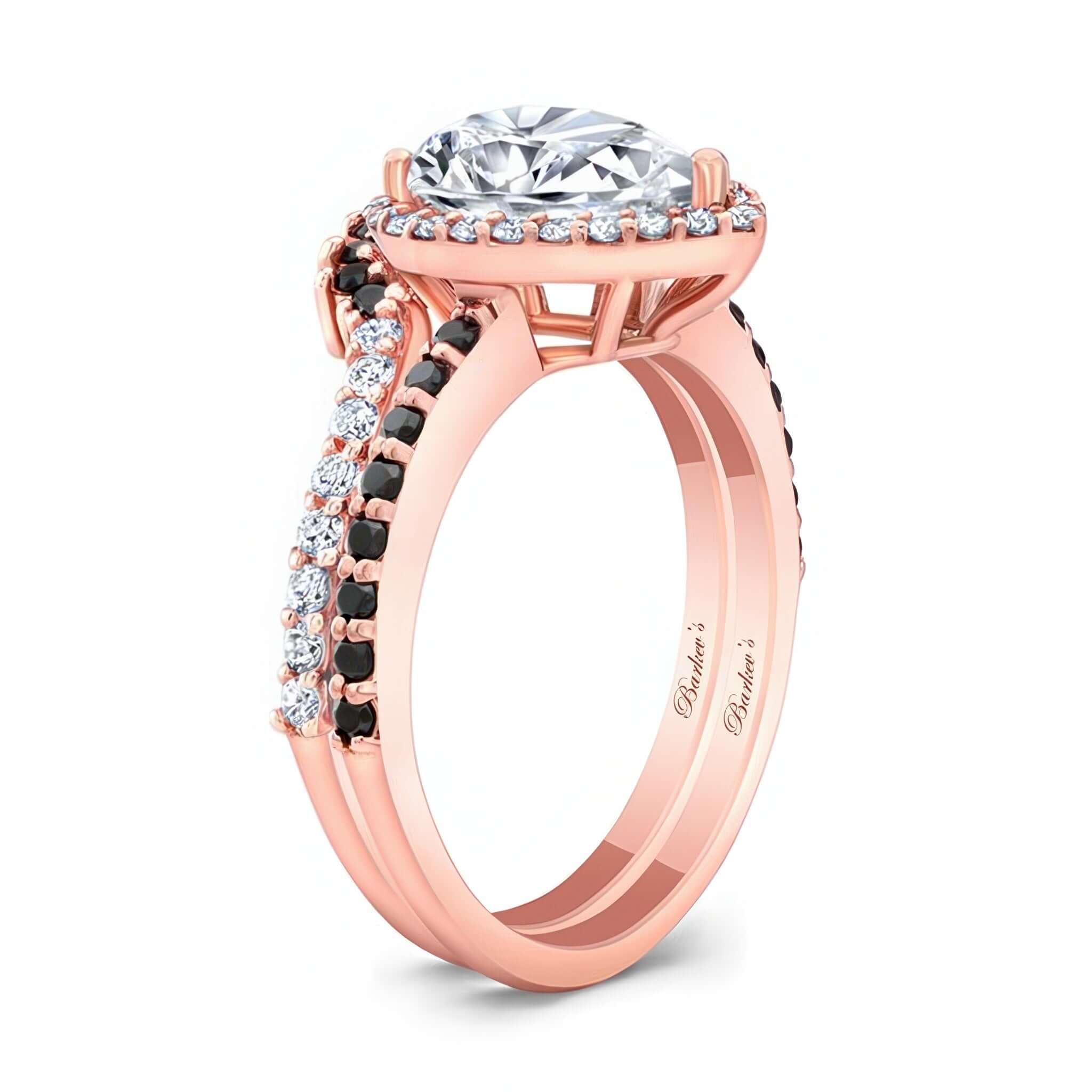 Pear Shaped Black Diamond Accent Wedding Set