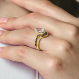 Pear Shaped Black Diamond Accent Wedding Set