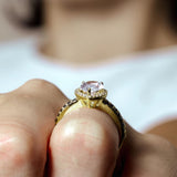 Pear Shaped Black Diamond Accent Wedding Set