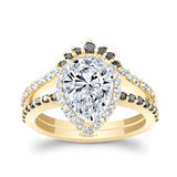 Pear Shaped Black Diamond Accent Wedding Set