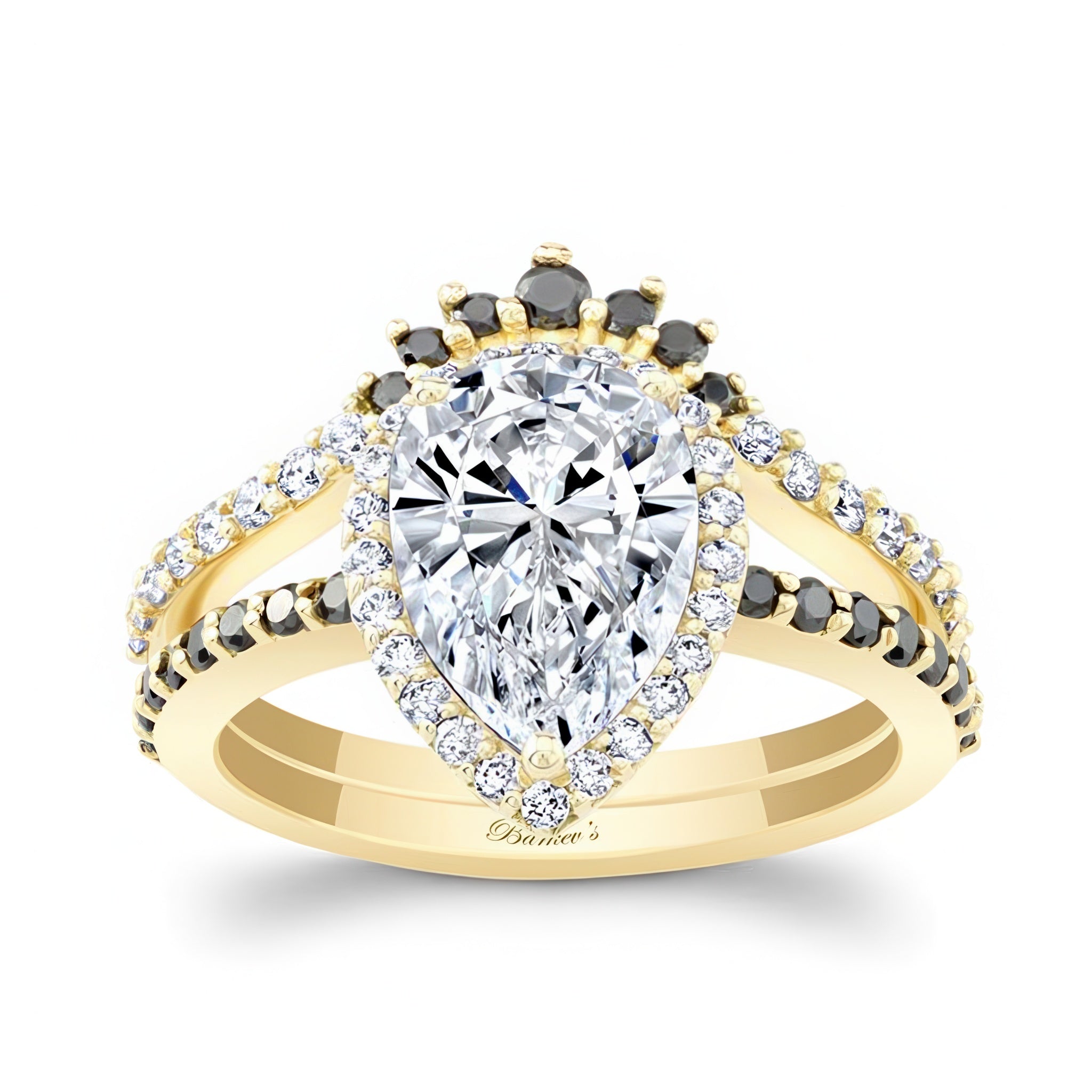 Pear Shaped Moissanite Black Diamond Accent Wedding Set