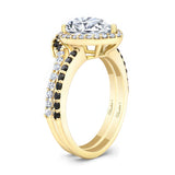 Pear Shaped Black Diamond Accent Wedding Set