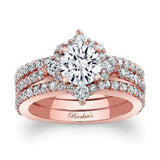 Classic Halo Moissanite Bridal Set With 2 Bands