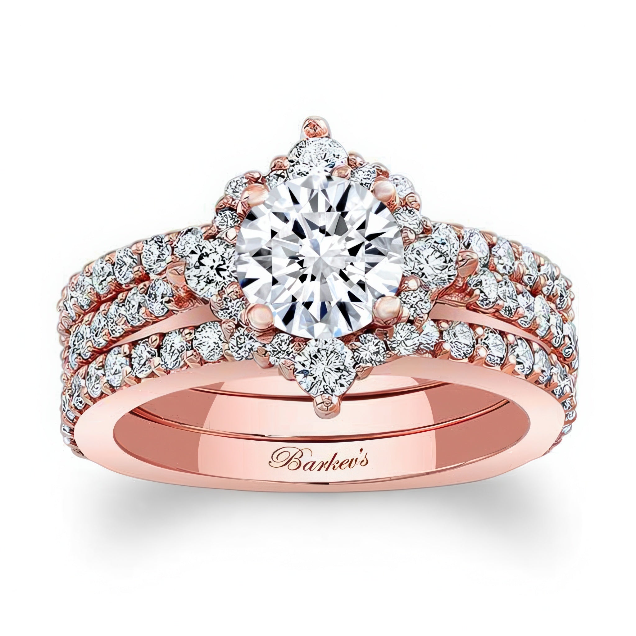 Classic Halo Diamond Bridal Set With 2 Bands