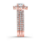 Classic Halo Moissanite Bridal Set With 2 Bands