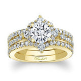 Classic Halo Moissanite Bridal Set With 2 Bands